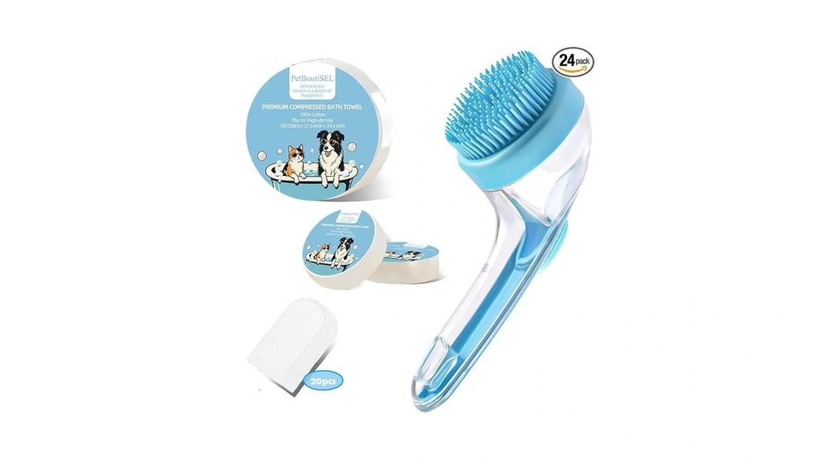 Dog Shampoo Brush, Dog Bath Brush With Dispenser