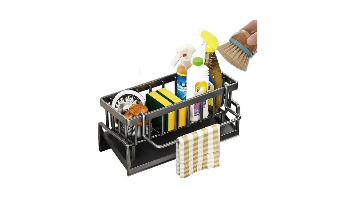 Cit Zcfyu Kitchen Sink Caddy Organizer, Stainless Steel Sink Sponge