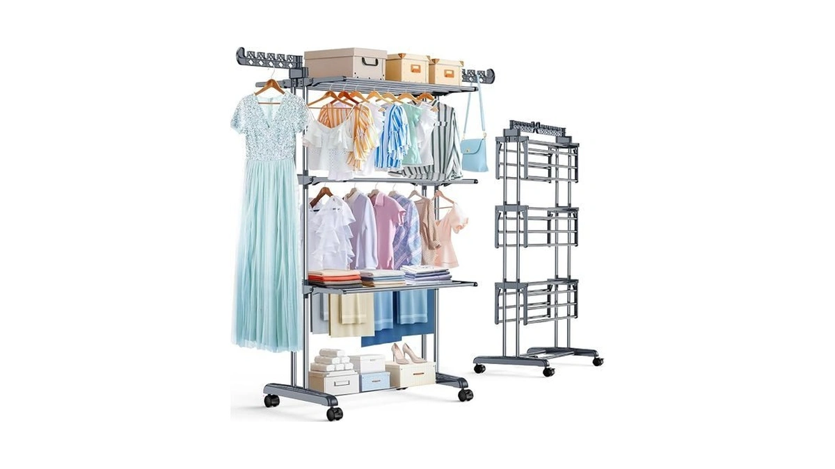 ππ% πππ Clothes Drying Rack Foldable, 4-tier Drying Rack With