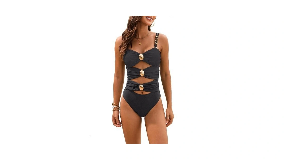 Salent Womens One Piece Swimsuits 2025 Cutout Colorblock Swimwear Sexy