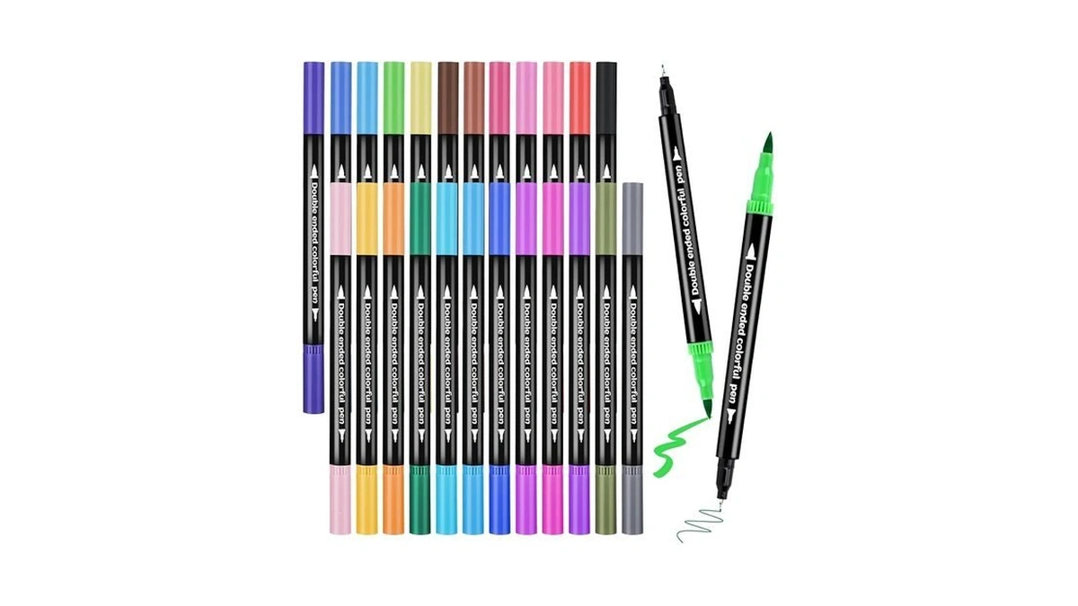 Sztcecdm 24color Dual-tip Art Markers Set, Fine & Brush Tips