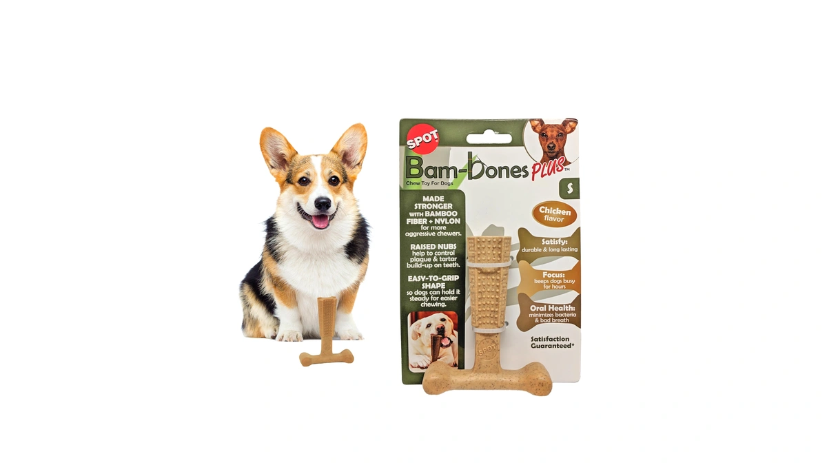 Spot Bam-bones Plus T-bone, Bamboo Fiber & Nylon Dog Chew,