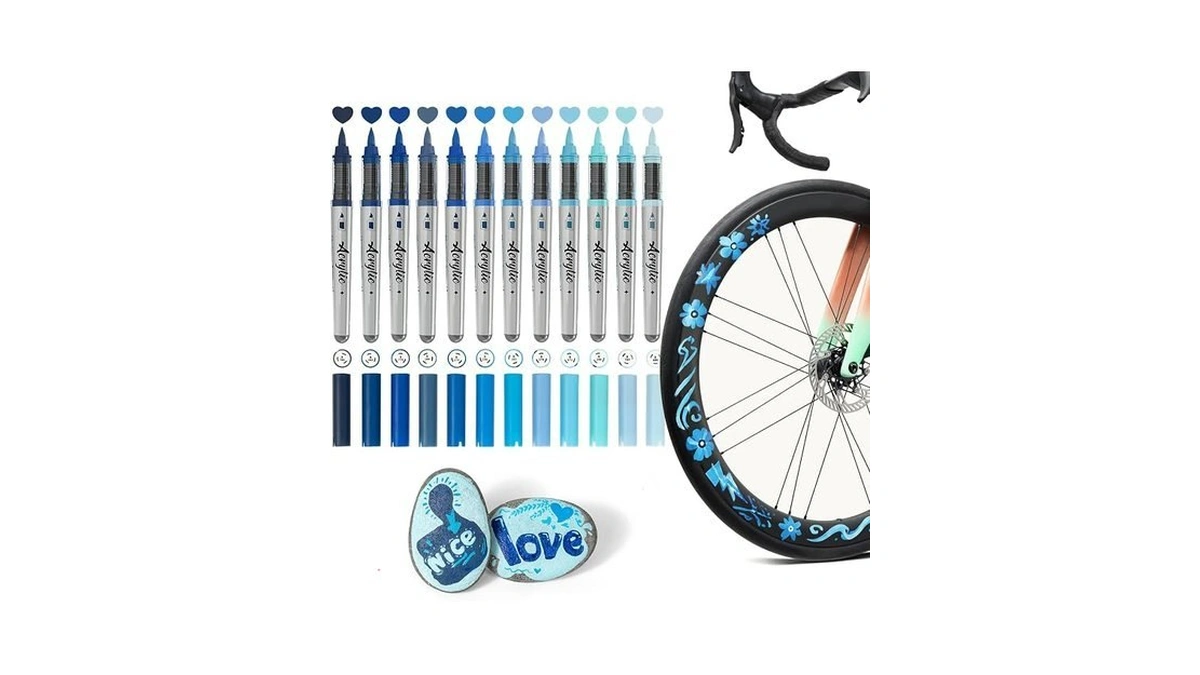 Woomer Acrylic Paint Markers 12 Blue Colors, Open Stock, Durable