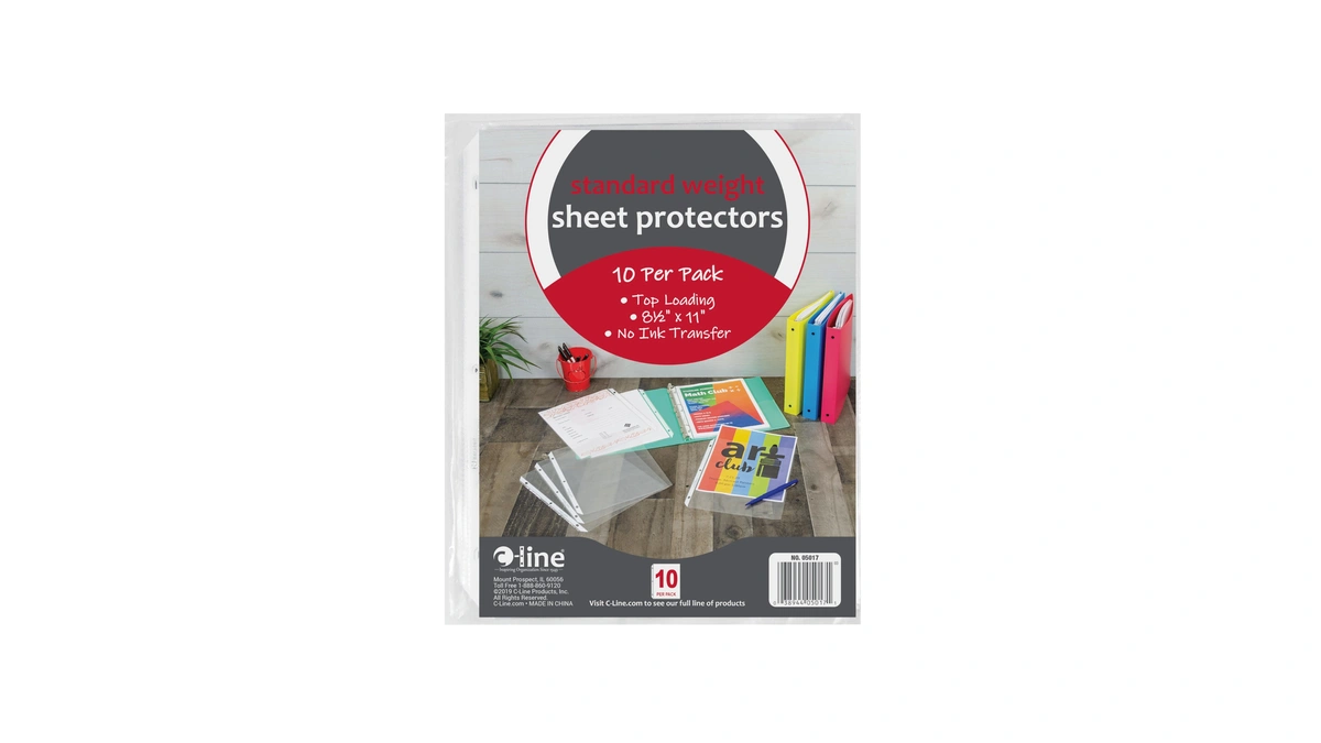C-line Top Loading Standard Weight Poly Sheet Protectors, Clear, 8.5