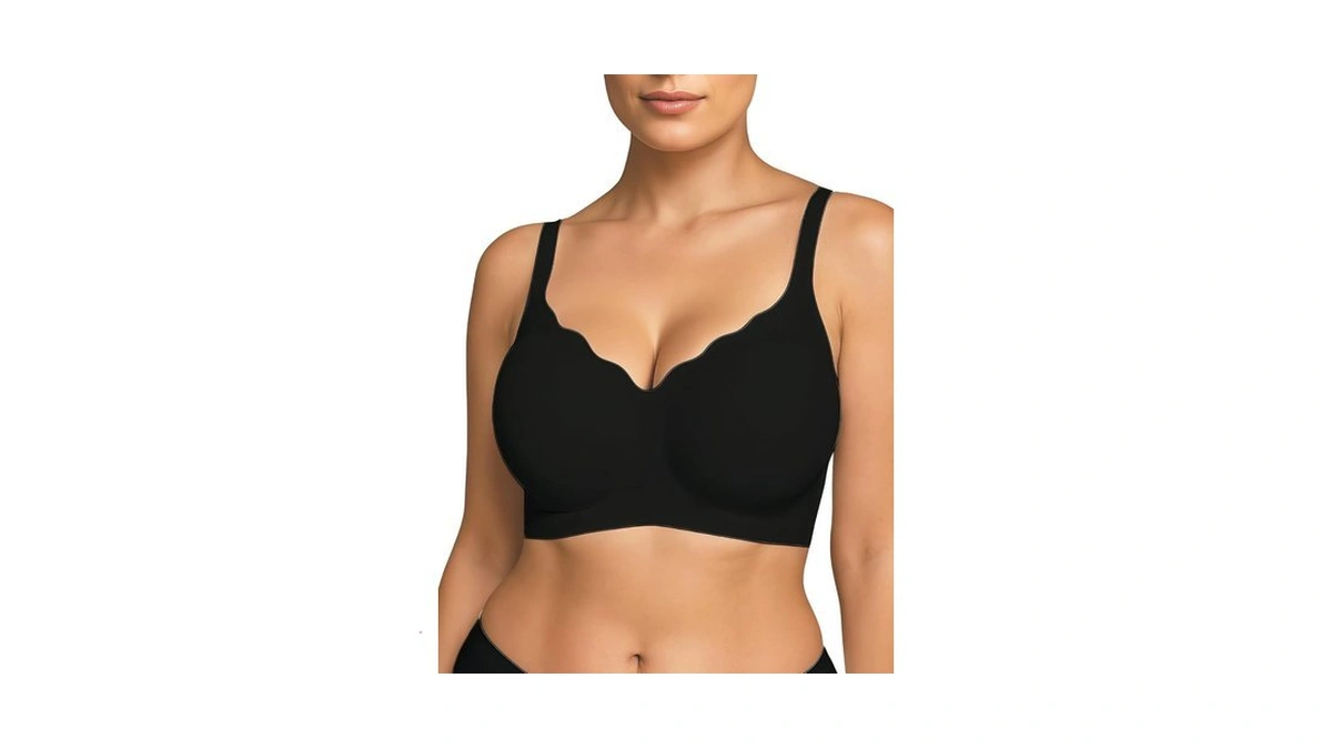 Soft Intention Scalloped Wireless Bras For Women No Underwire Supportive