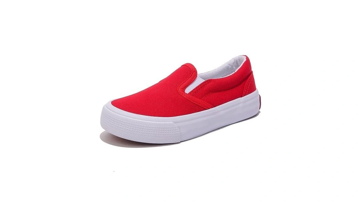 Opoee Children's Canvas Shoes White Boy Low Cut Slip-on Sneakers