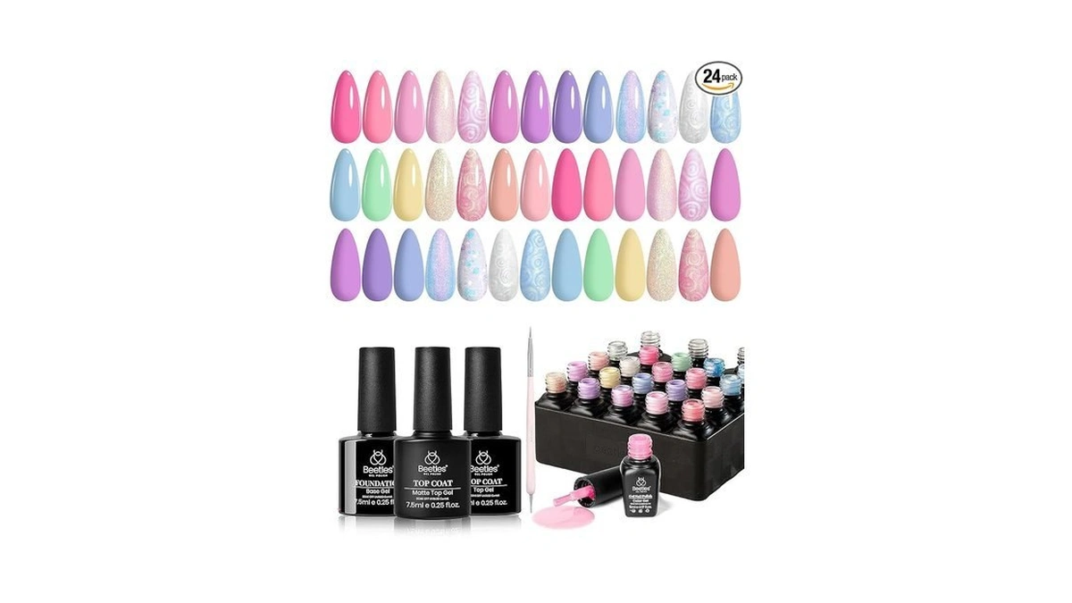 Beetles Gel Nail Polish Set, 24 Pcs 20 Colors Pastel