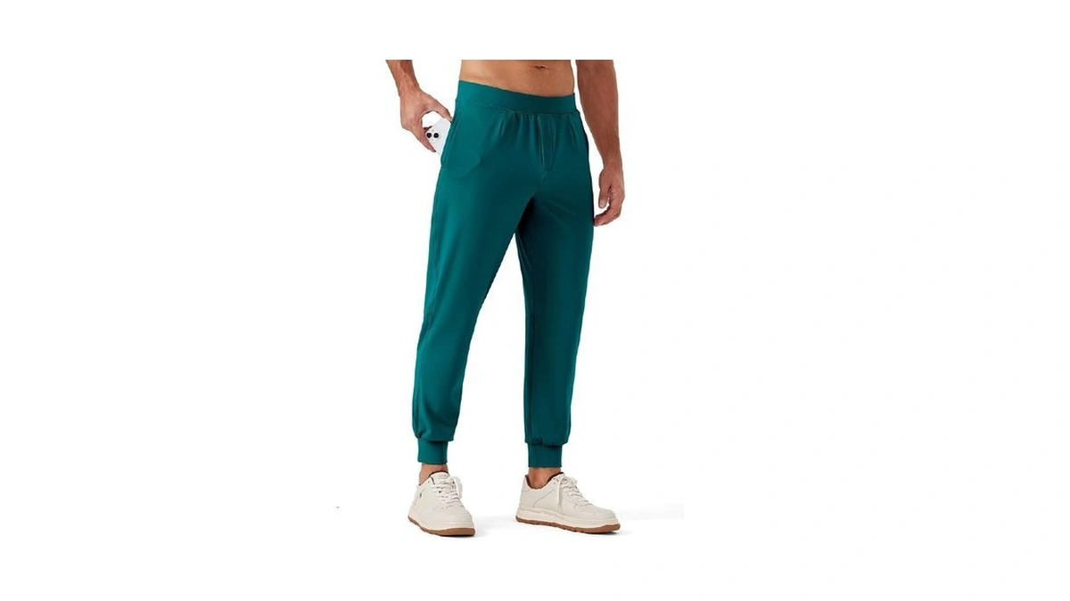 Rewkoy Men's Golf Joggers Pants Stretch Sweatpants With Zipper Pockets