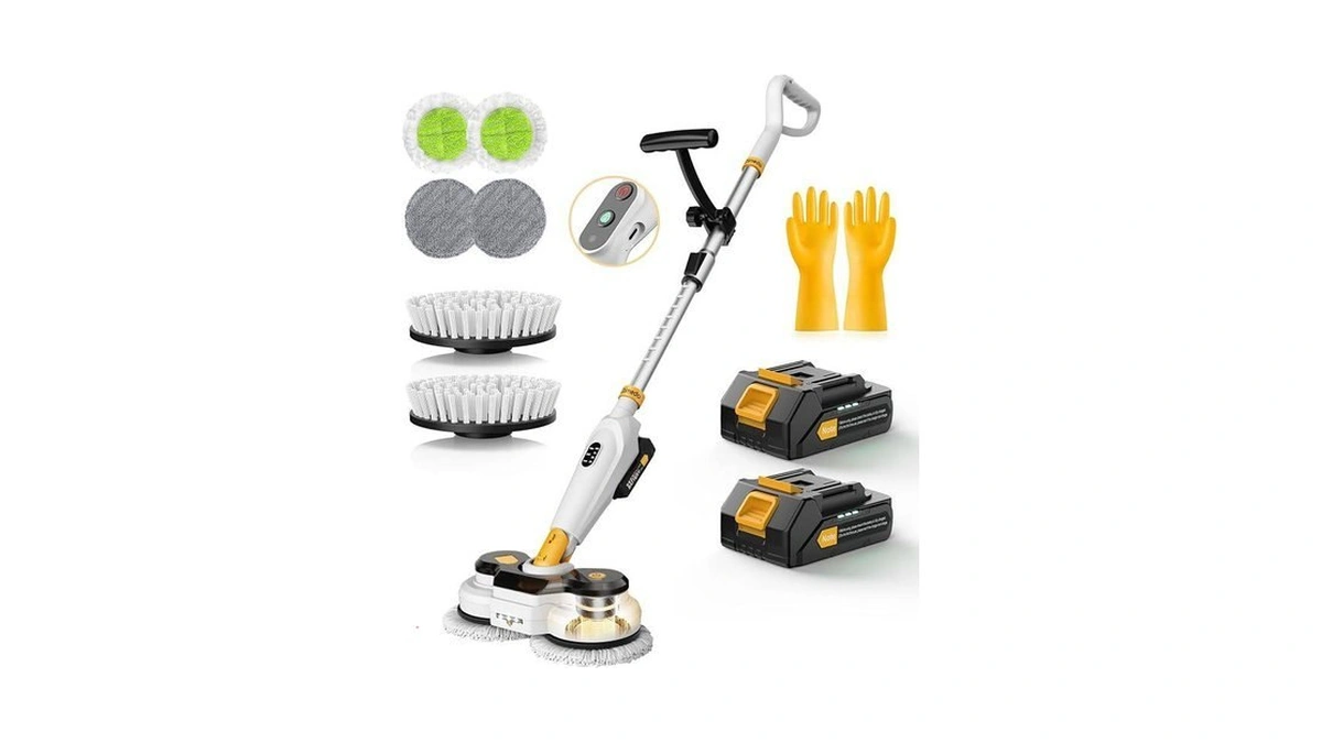 Qimedo Battery Electric Mop, Cordless Electric Scrubber & Flat Mop