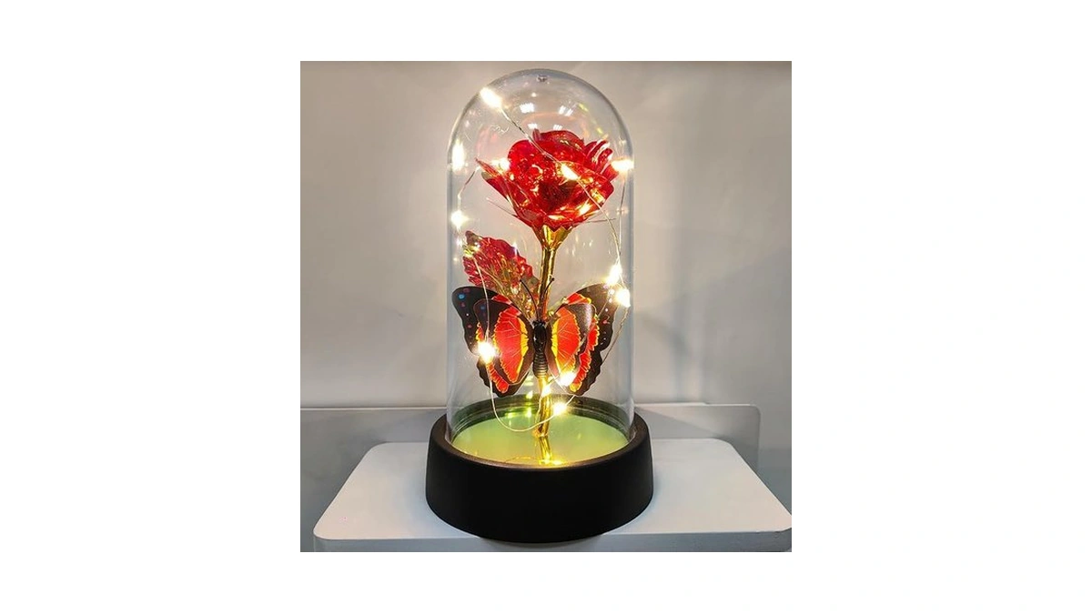 Yxotjhs Glass Rose In Glass Dome, Light Up Led Flower,