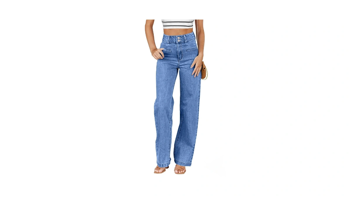 Sidefeel Women's Wide Leg Jeans High Waisted Straight Leg Stretchy