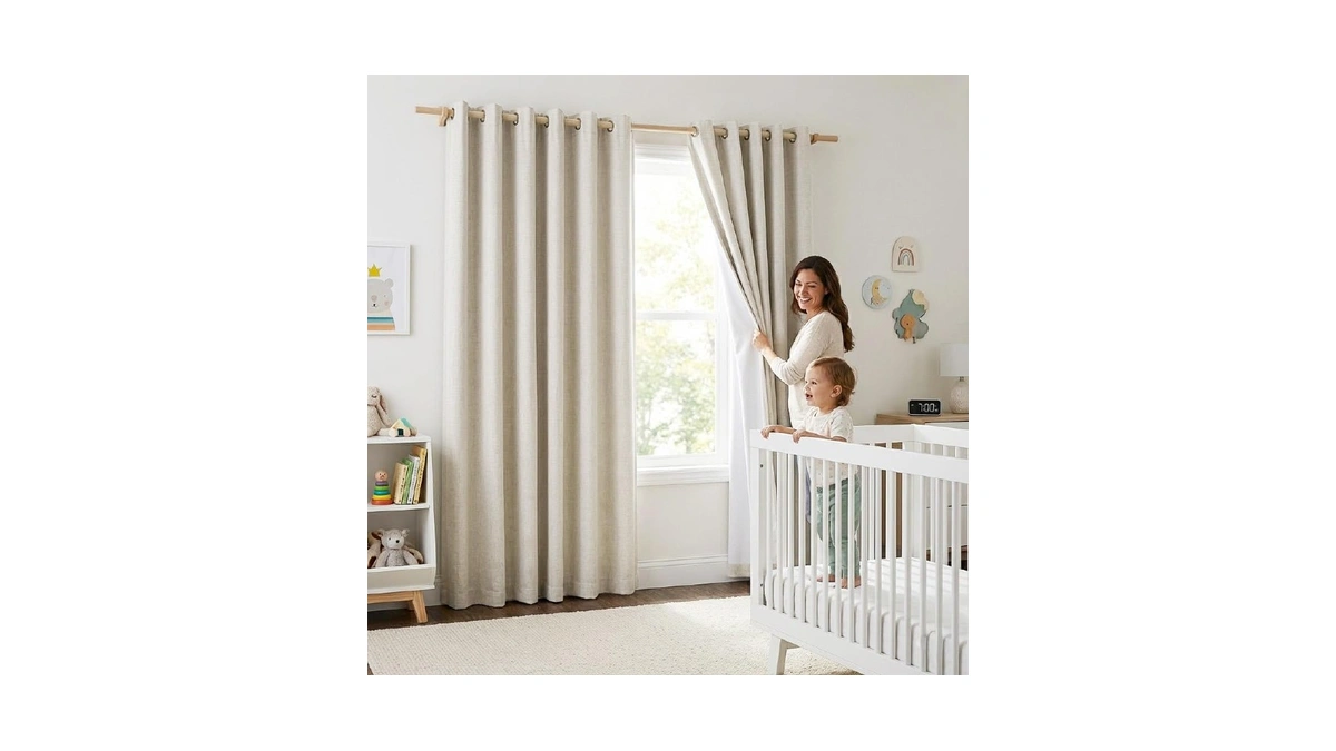 Nicetown Natural 100% Blackout Linen Curtains 84 Inch Long Burg