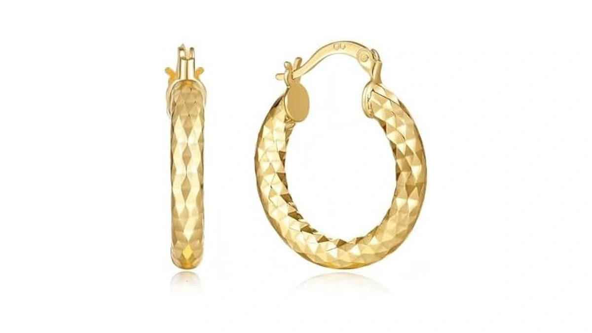 14k Gold Hoop Earrings Shiny Round Hoop Earrings For Women,20mm