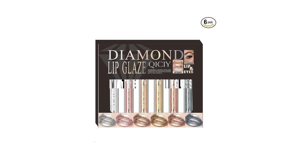 Admd Diamond Glitter Lip Gloss 6-pack Waterproof Sparkling Lip &