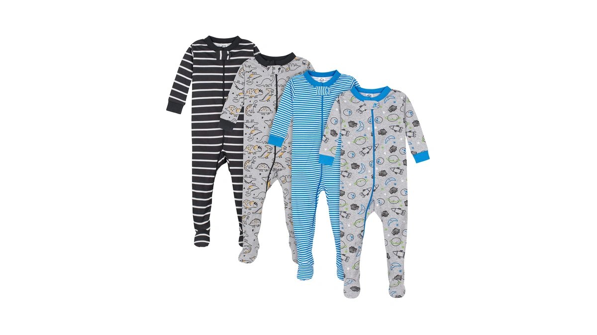 Gerber Baby Boys 4-pack Footed Pajamas And Toddler Sleepers, Dinosaurs