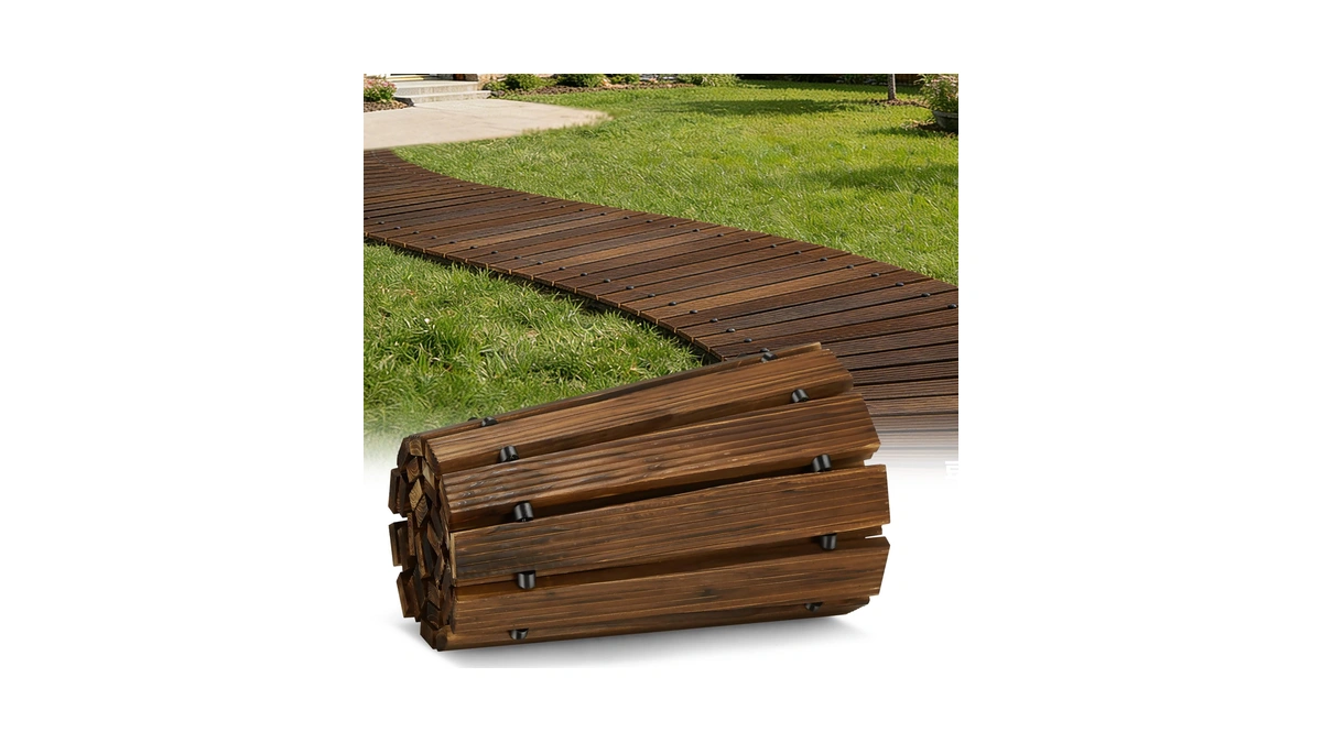 Buymoth 6ft Wooden Garden Pathway,roll Out Decorative Straight Walkway