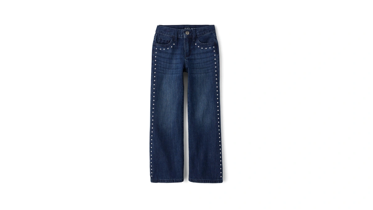 The Children's Place,girls,wide Leg Jeans,amble Wash Side Stud,12