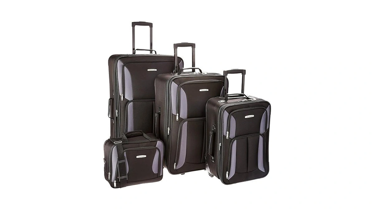 Rockland Fashion Softside 4 Piece Luggage Set, Expandable, (14" Tote/19"/24"/28"),