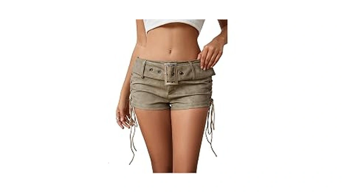 Makemechic Women Leather Micro Shorts Ruched ...