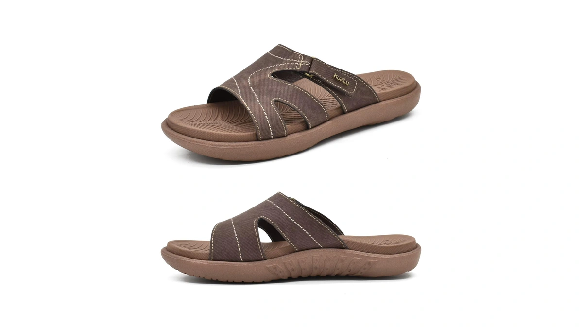 Kuailu Womens Orthotic Slides Arch Support Slip On Sandals Brown