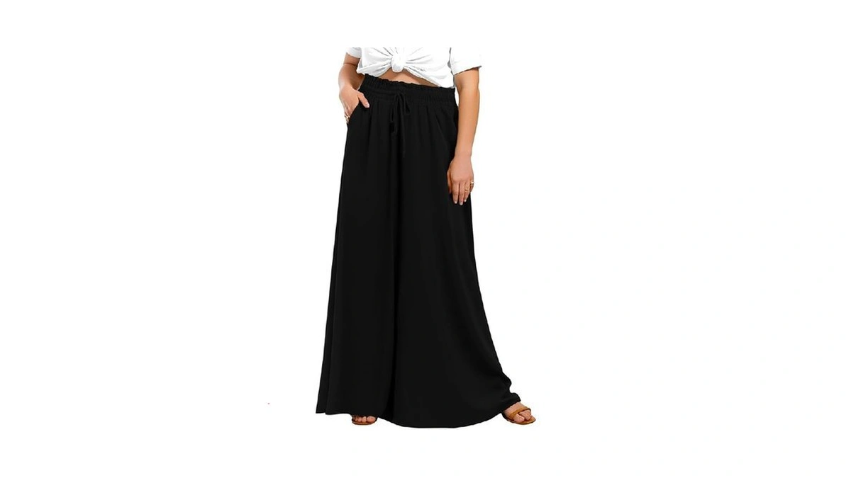 Lastshe Women's Plus Size Pants Wide Leg High Waist Flowy