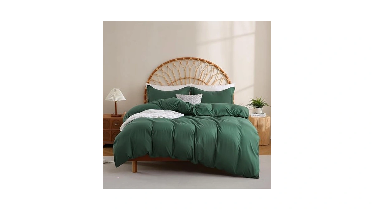 Jsd Emerald Green Duvet Cover Set Queen Size