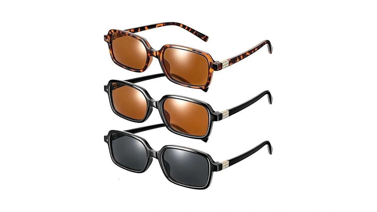 Jatebi 3 Pack Retro Rectangle Sunglasses For Women Men