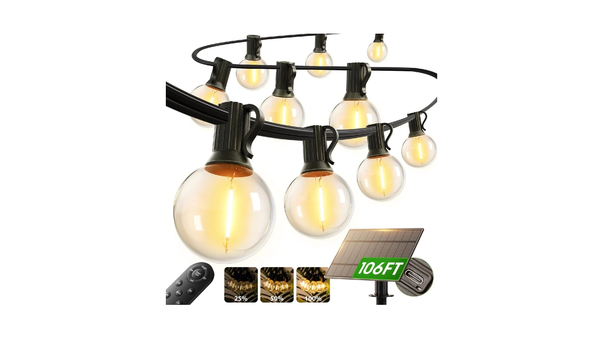 Addlon 100ft 54led Solar String Lights Outdoor Waterproof With Remote,