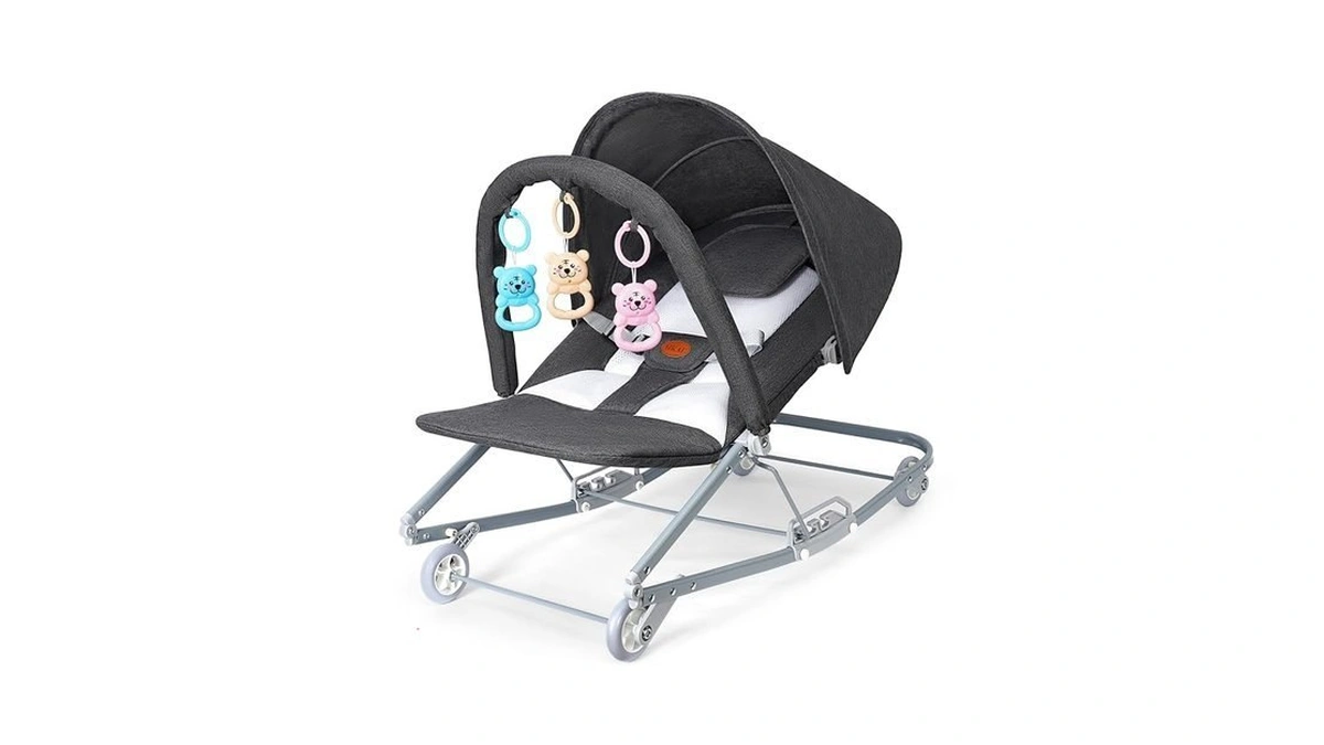Hkai Rocking Baby Bouncer With Canopy, 2-mode Rocking & Rolling