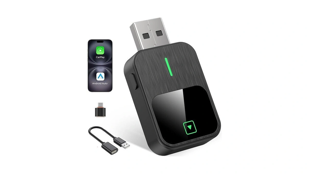 Boiipinn 2-in-1 Wireless Carplay & Android Auto Adapter, Plug &