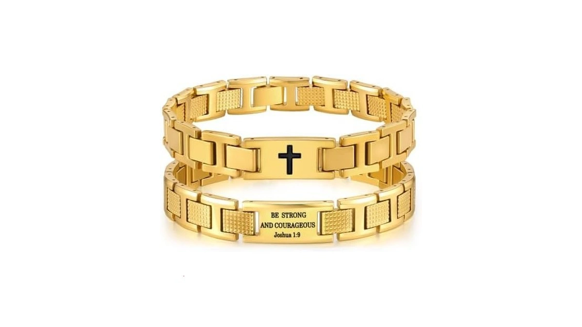 Vnox Stainless Steel Bible Verse Cross Bracelets For Men