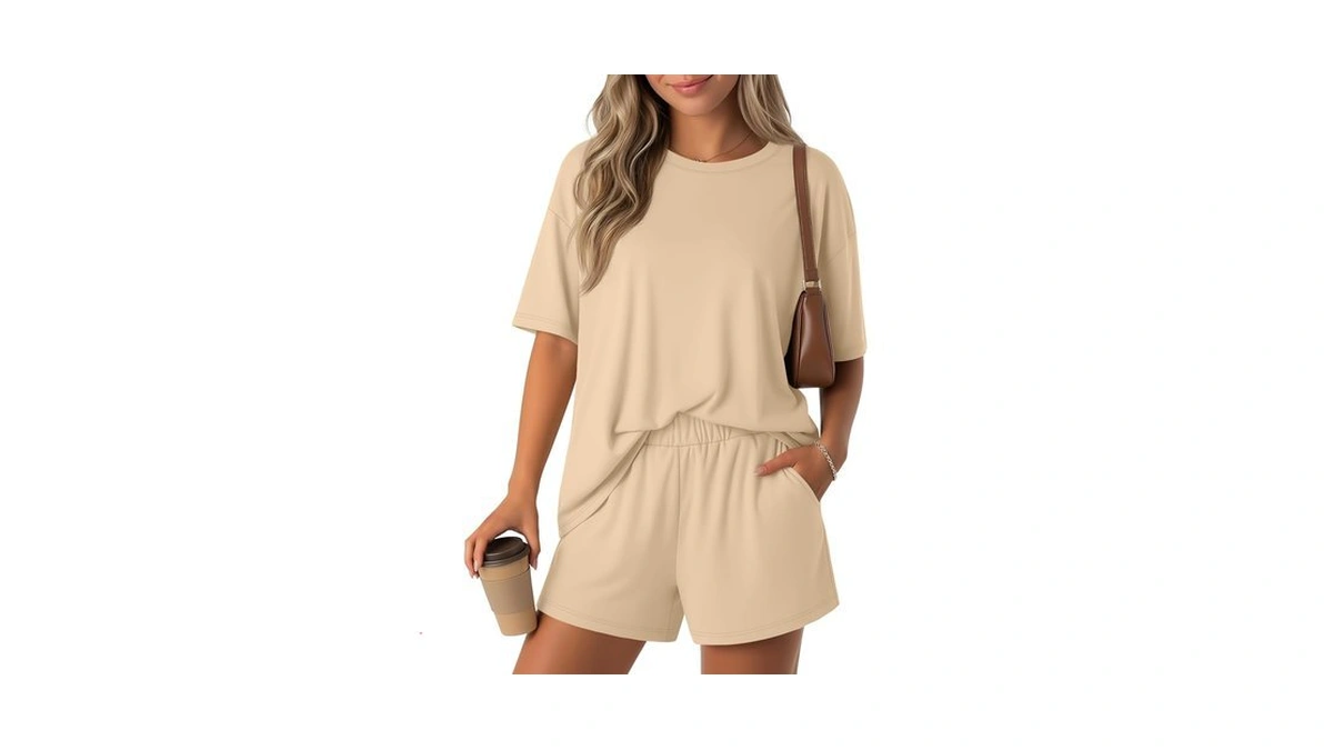Joymotion Womens 2 Piece Outfit Sets Short Sleeve Matching Sweatsuit