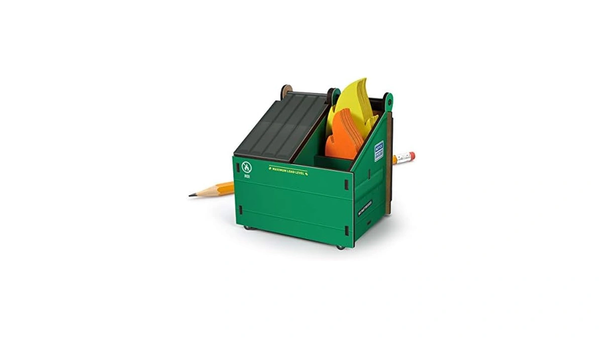 Genuine Fred Desk Dumpster Pencil Holder With 100+ Flame Note