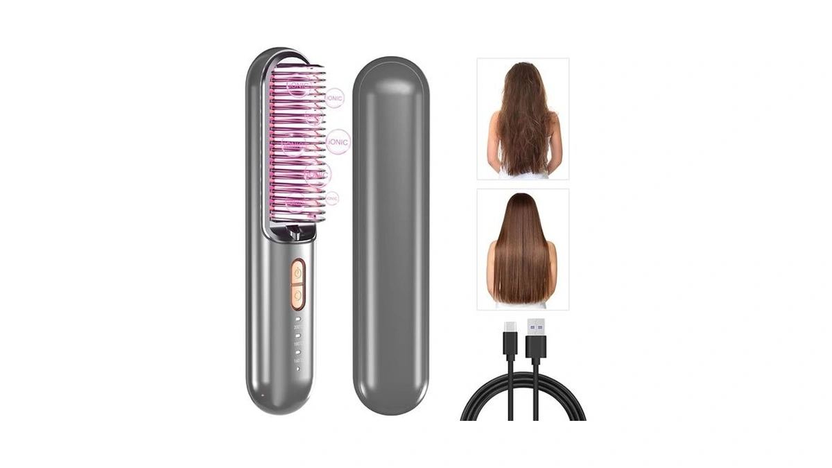 Arlide Cordless Hair Straightener Brush Portable Mini Usb-c Hair Straightening