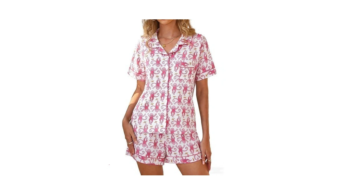 Amiernap Pajamas Set For Women Short Sleeve Button Down Sleepwear