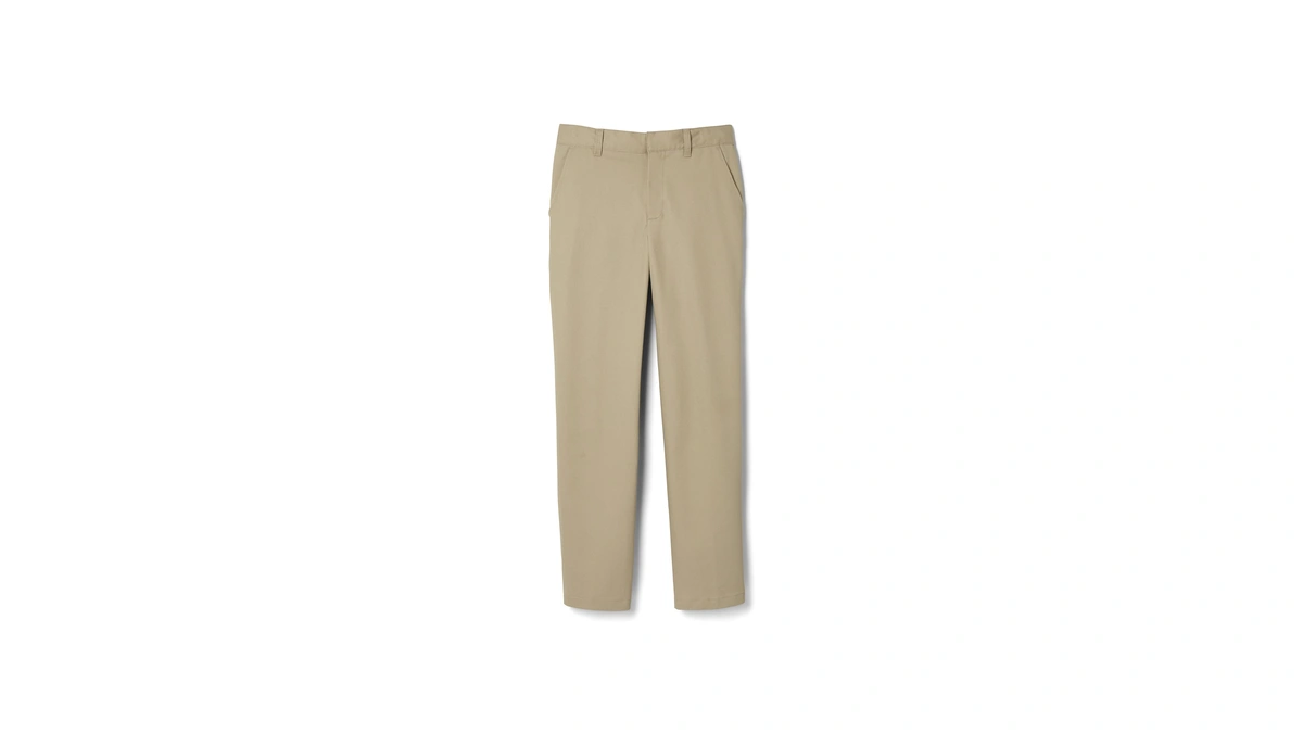 French Toast Young Men's Relaxed Fit Twill Pant, Khaki Beige,