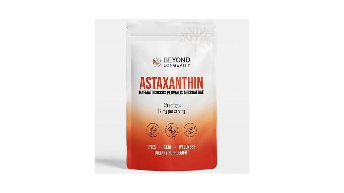Beyond Longevity Astaxanthin 12mg - Antioxidant Supplement From Microalgae, 120