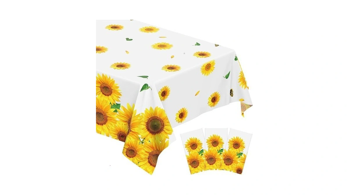 Kochorie Sunflower Tablecloth Disposable 3 Pack, 54 X 108 Inch