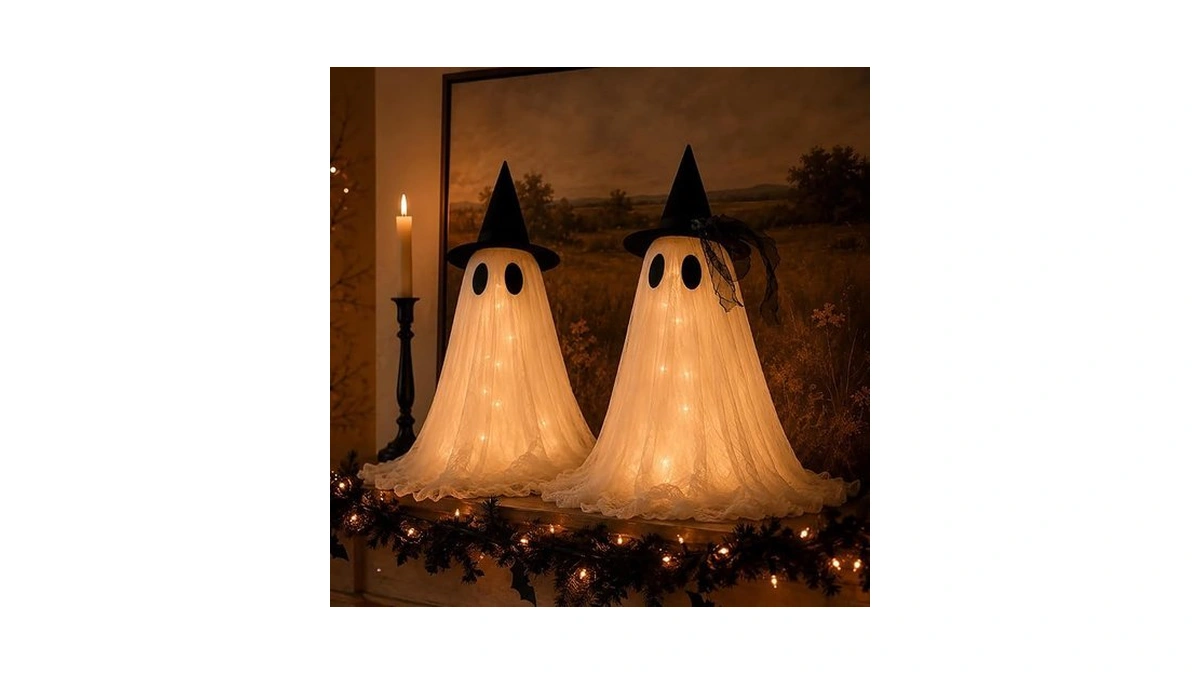 2-pack Halloween Ghost Decor Set, Usb Powered W/remote Lights