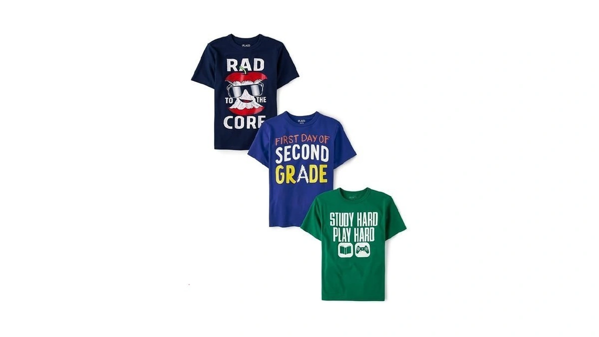 The Children's Place Boys' School,learning Short Sleeve Graphic T-shirts,3 Pack