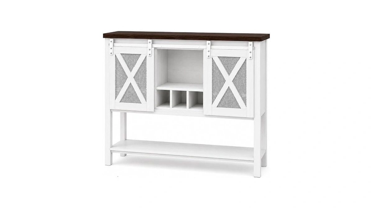 Slekversa 47" Farmhouse Coffee Bar Cabinet With Storage, Sideboard Buffet