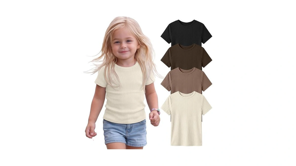Yooo's Vivi 4 Pack Toddler Girls T Shirts, 4-color, 18-24