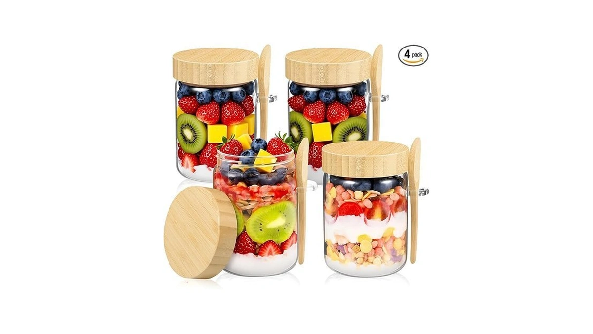 Yomarket 16 Oz Overnight Oats Containers With Bamboo Lids 4