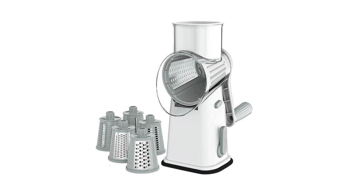 Ourokhome Rotary Cheese Grater Cheese Shredder With 5 Interchangeable Blades,