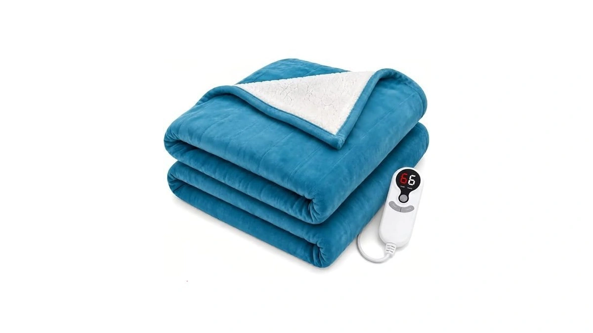 Electric Heated Blanket, Flannel And Sherpa, Full 72 X 84