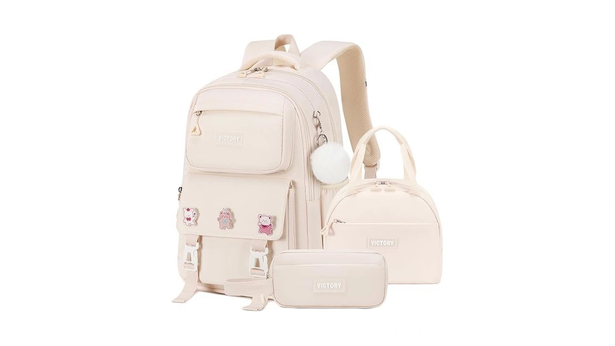 Waterproof Backpacks For School Girls With Lunch Box & Pencil