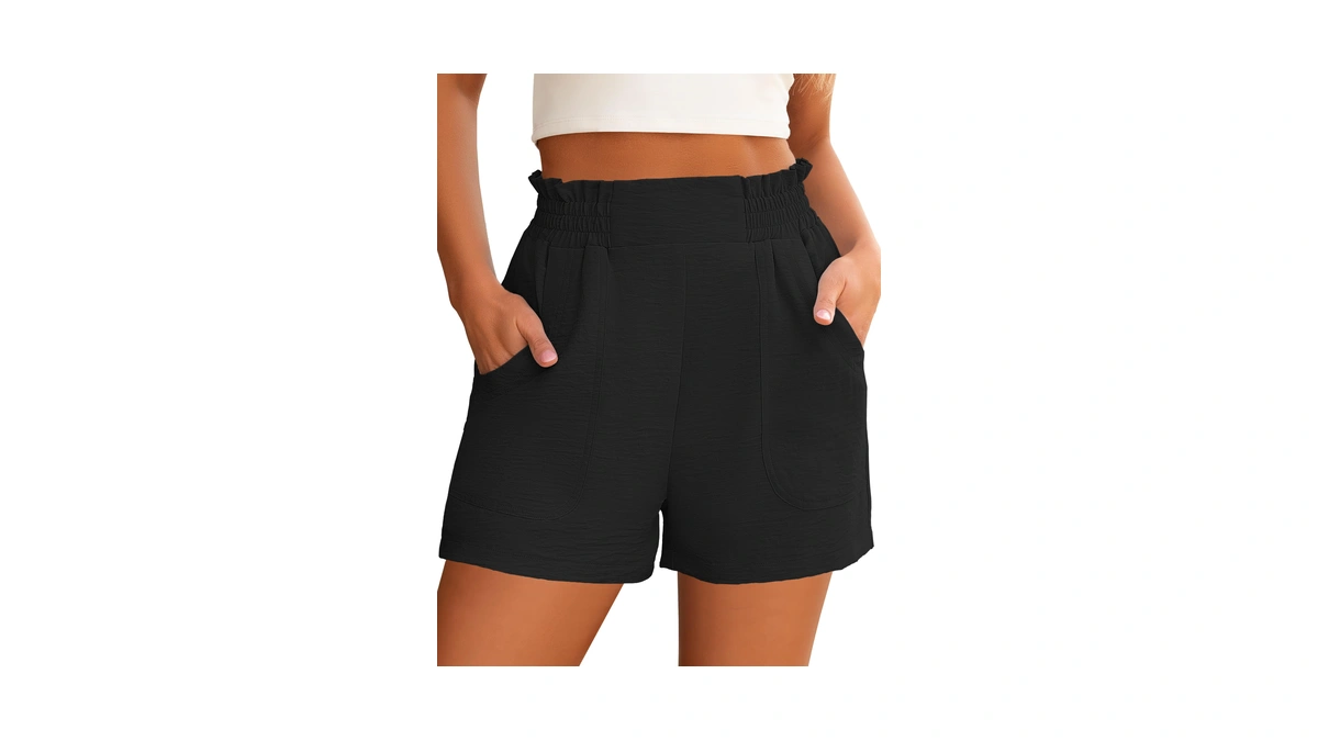 Anrabess Shorts For Women Summer Casual Elastic High Waisted Wide
