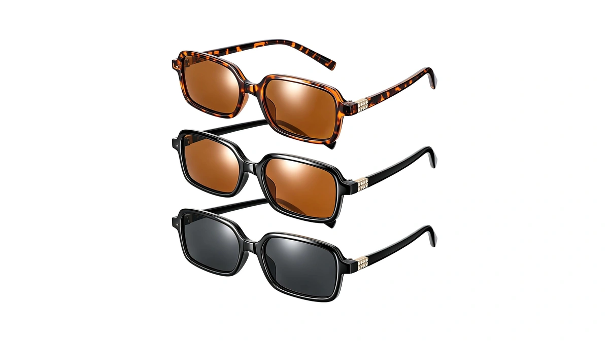Jatebi 3 Pack Retro Rectangle Sunglasses For Women Men