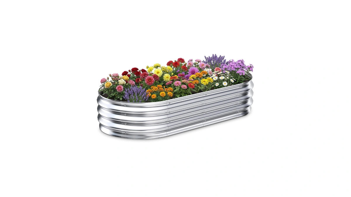 Tegarbed Galvanized Raised Garden Bed Outdoor, 5x2.5x1ft Metal Heavy Duty