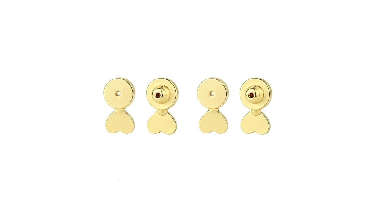 Earring Lifters For Droopy Ears, Heart Shape, Metal, Gold, 04g